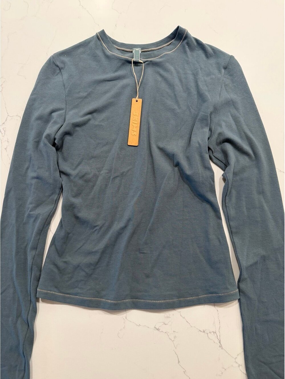 NWT SKIMS Cotton Jersey Long Sleeve T-Shirt Kyanite Size Small